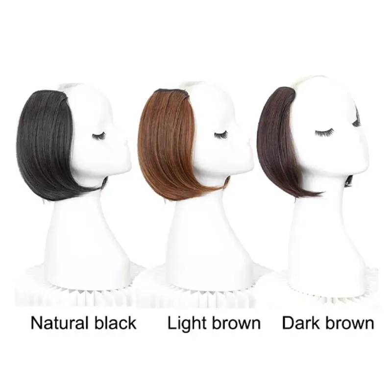 8Inch Synthetic Short Straight Internal Buckle V-shaped Half Head 4Clips Hair Extension Invisible Hairpiece for Women — image 3