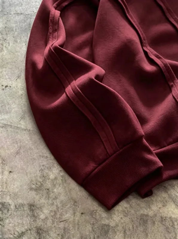 Striped solidcolor mens hooded sweatshirt with fleece forwarmth. Fashionable street casual loosefitting casual sweater with hood — image 8