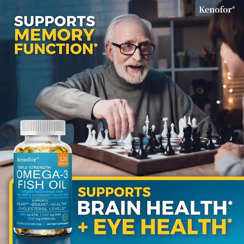 Kenofor Omega 3 Fish Oil Capusles with EPA & DHA Helps Brain Development & Cardiovascular Health for Eye and Skin Health — image 4