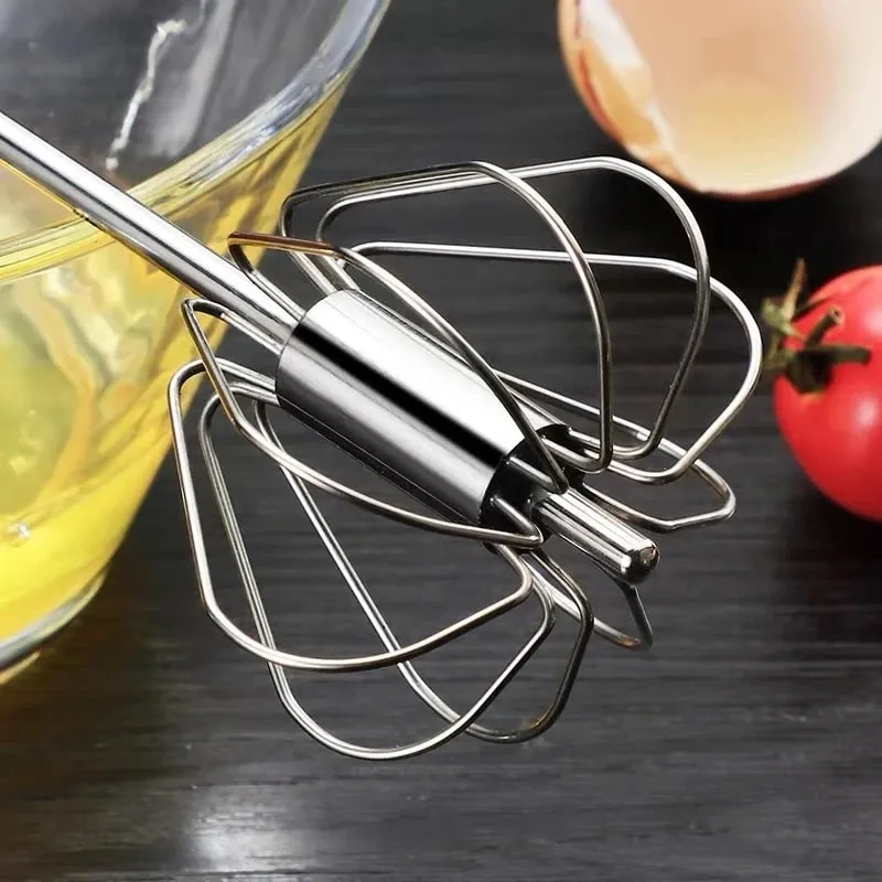 Household Semi-Automatic Rotating Egg Beater Stainless Steel Turning Cream Utensils Whisk Manual Mixer Kitchen Egg Tool — image 4