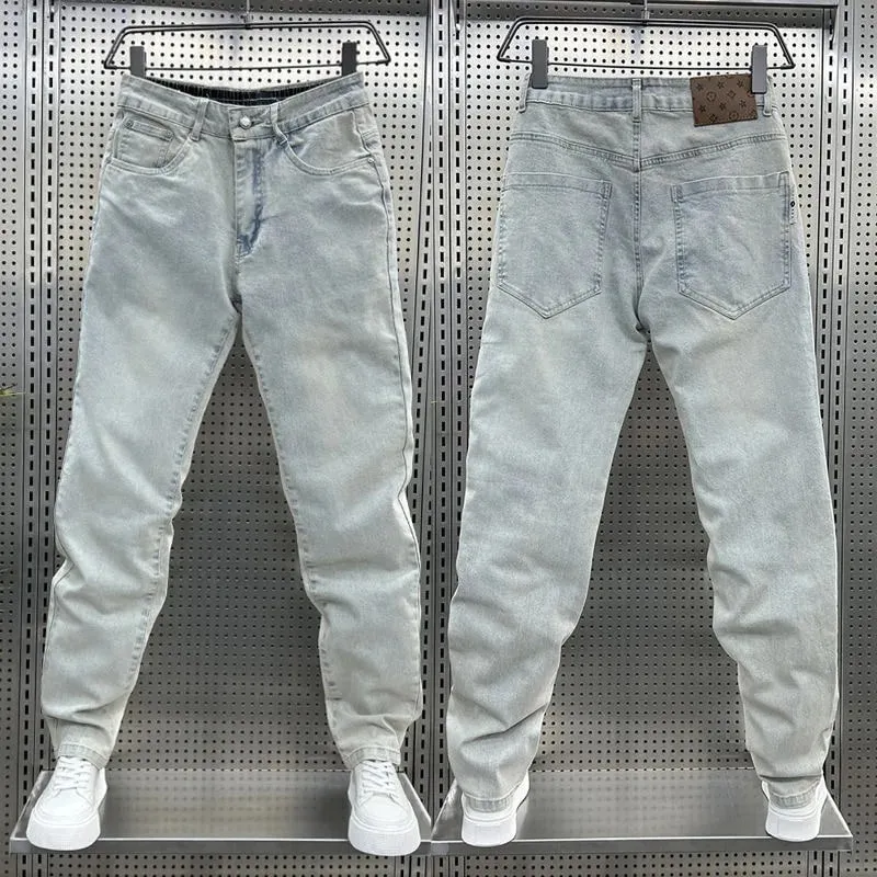 Spring and Autumn New Fashion Trend Blue Straight Leg Stretch Jeans Men's Casual Loose Large Size High Quality Denim Pants 28-36