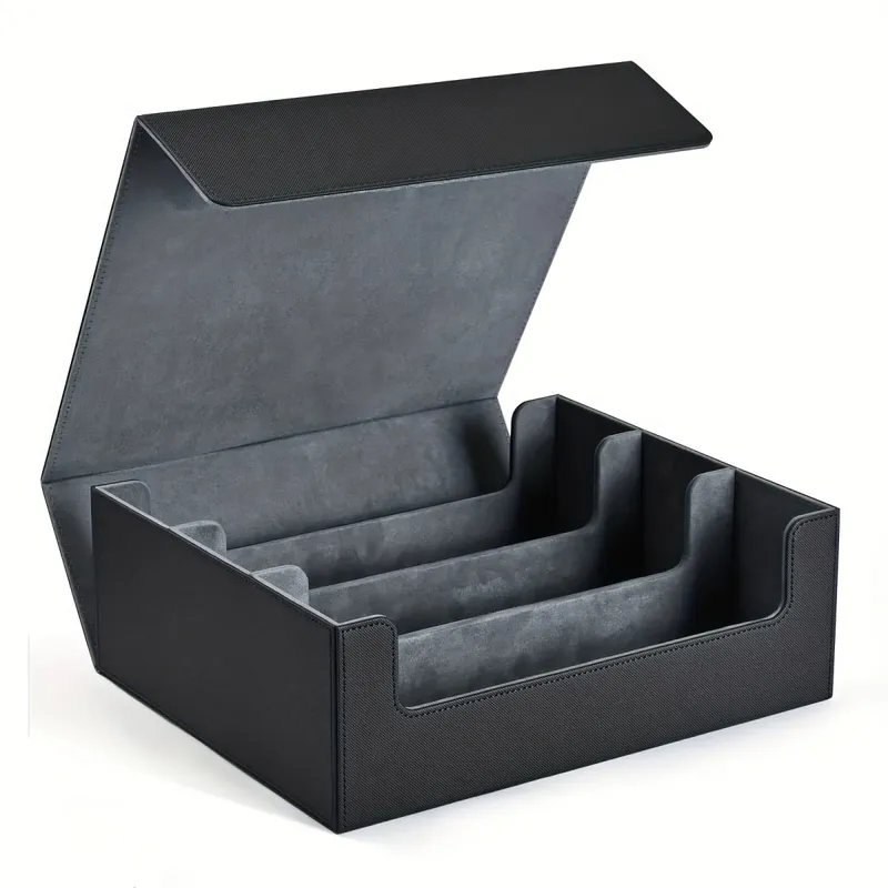Trading Card Storage Box Can Hold 1800+ Single Decks Magnetic Closure PU Leather Card Box Fits for TCG Yugioh Cards