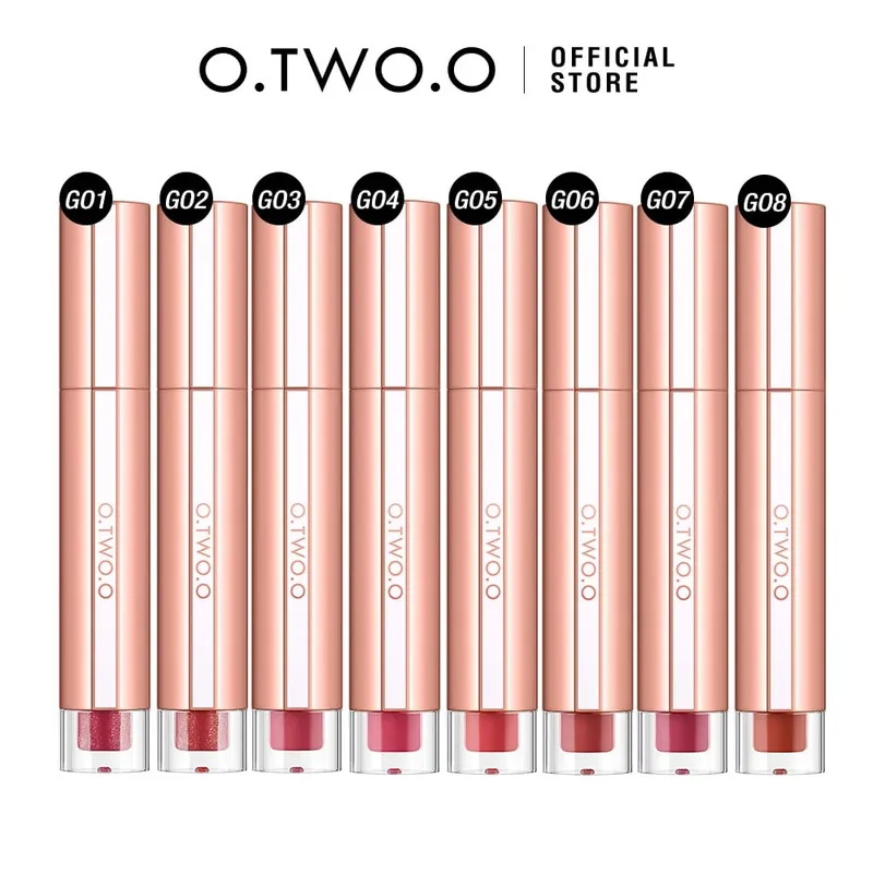 O.TWO.O 8pcs Lipstick Set Liquid Lip Gloss Glossy Finish High-Shine Long Lasting Moisturize Non-Stick Glassy Lipstick Makeup Set