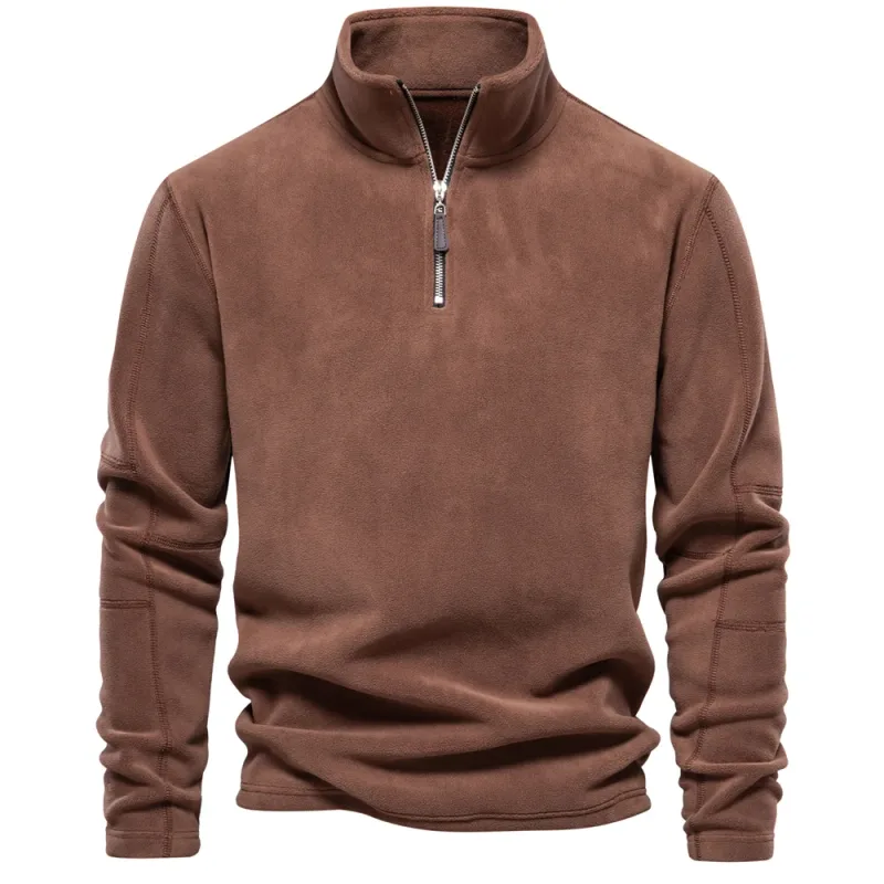 Brand Quality Thicken Warm Fleece Jacket for Men Zipper Neck Pullover Men's Sweatshirt Soft Shell Mens Jacket — image 10
