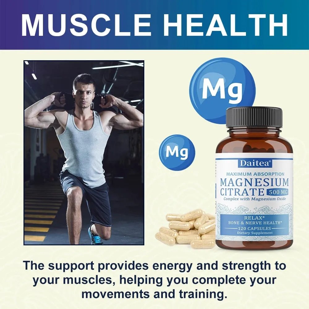 Magnesium Citrate Complex 500 MG for Calm Relaxation & Digestion Health Support - High Absorption Magnesium Supplement