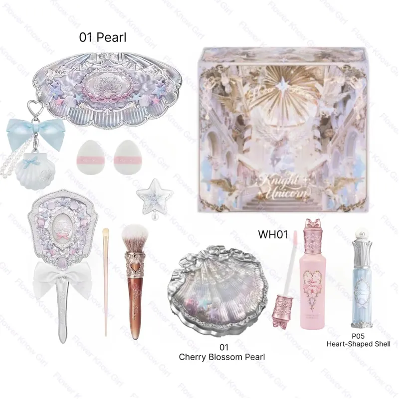 Flower Knows Full Makeup Kit Luxury Gift Box Eyeshadow Palette Blush Lip Cream Hand Mirror Hair Clip Bag Pendant Cute Beauty Cos