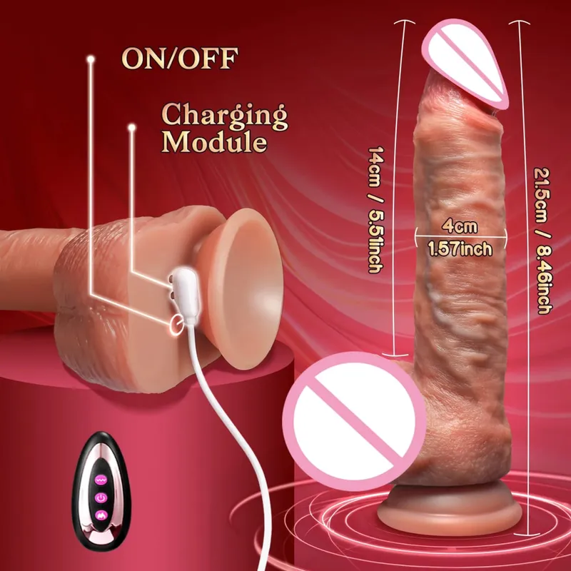 Telescopic Vibrating Thrusting Sex Toys Realistic Dildo Female Masturbation With Suction Cup Penis Remote Control Dick For Women