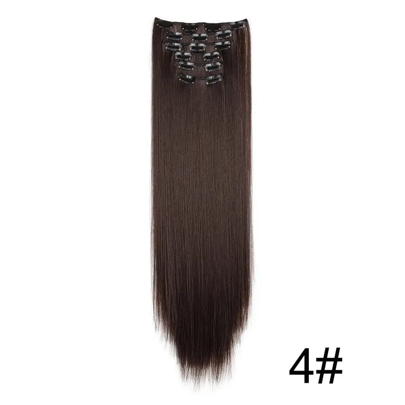 Synthetic 24Inch Hair Extension 6Pcs Long Straight Black Brown Blonde Heat-resistant Fiber Hairpiece for Women — image 15