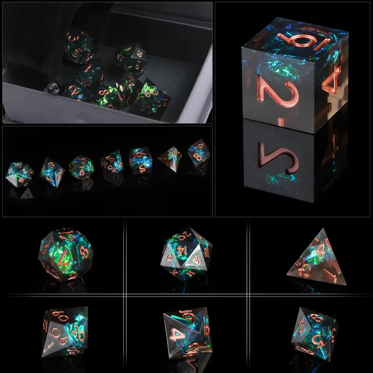 Resin Sharp Edge DND Dice Set for Dungeons and Dragons Role Playing and Tabletop Game