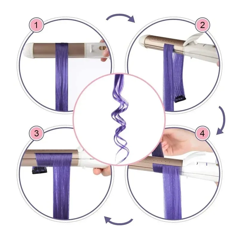 22Inch Synthetic Long Straight Clip In Hair Extensions High Temperature Hairpieces Rainbow Colors Hair Accessories for Women — image 6