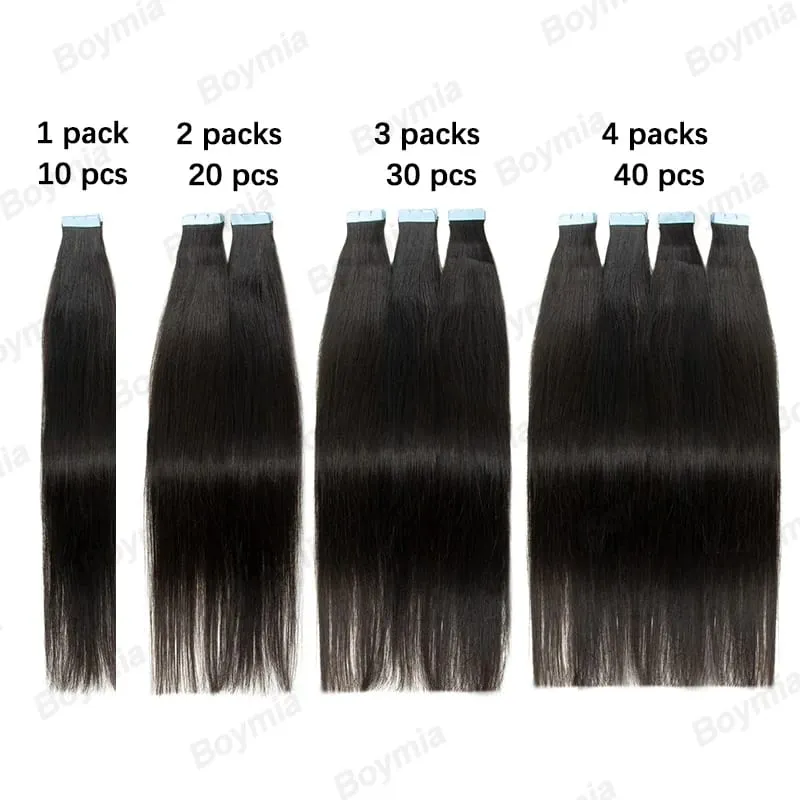 Macchina Remy Mini nastro invisibile per capelli umani veri nelle estensioni Trama della pelle per capelli laterali da donna 10 pezzi Uso quotidiano Indossare — image 4