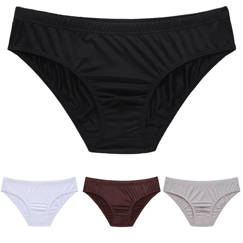 Novos homens sexy de seda gelo leve cintura baixa cuecas cuecas respiráveis ​​sem costura casual u convexo bolsa cuecas masculinas