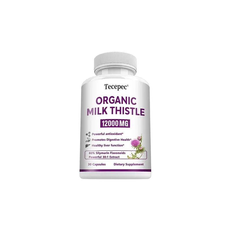 Organic Milk Thistle Extract 12000mg Capsules Liver Digestive Health Supports Liver Function Antioxidant Non-GMO Vegetarian