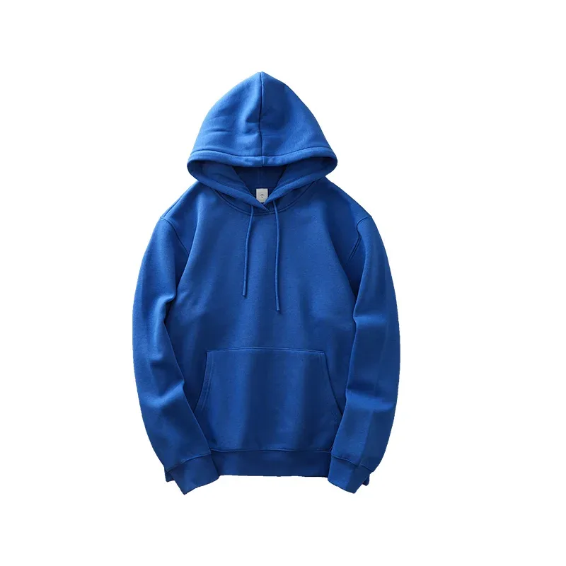 Casual Hooded Shirt for Men Winter Ticken Solid Color Loose Basics Fleece Hoodies Long-Sleeve Sweatshirt Men's Clothing — image 10