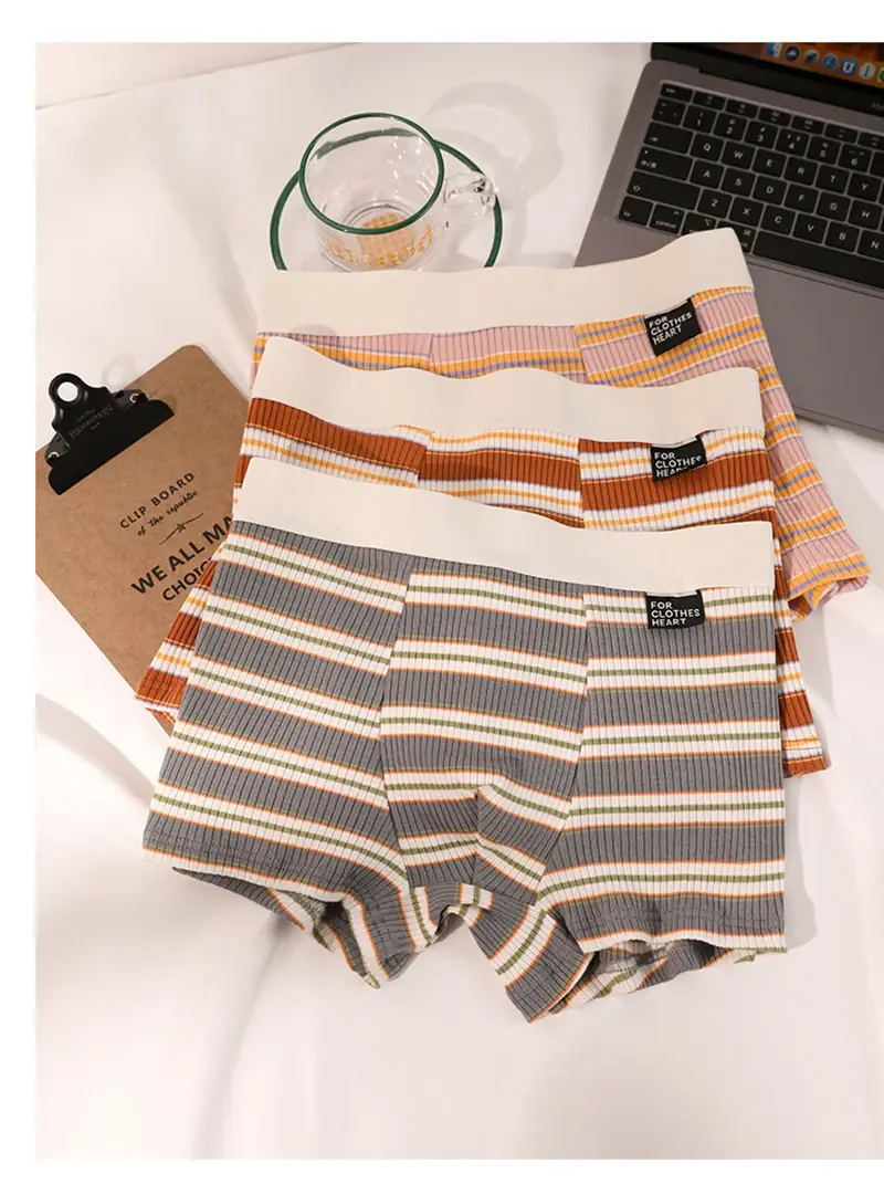 Men's Cotton Panties Sexy Stripe Comfortable Underpants Elastic Breathable Boxer Shorts U Bulge Pouch Male Underwear Cueca Homme — image 14