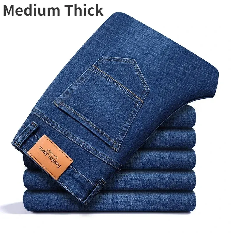 Man Pants Office Business Jeans Men Classic Blue Black Cotton Stretch Straight Denim Pants Male Brand Trousers — image 17