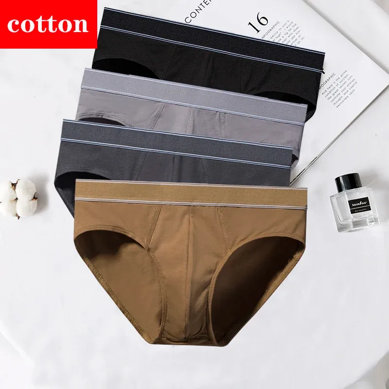 4Pcs/lot Cotton Briefs Men's Sexy Underwear Comfortable Underpants Breathable Panties Solid Shorts Male Lingerie Free Shipping — image 31