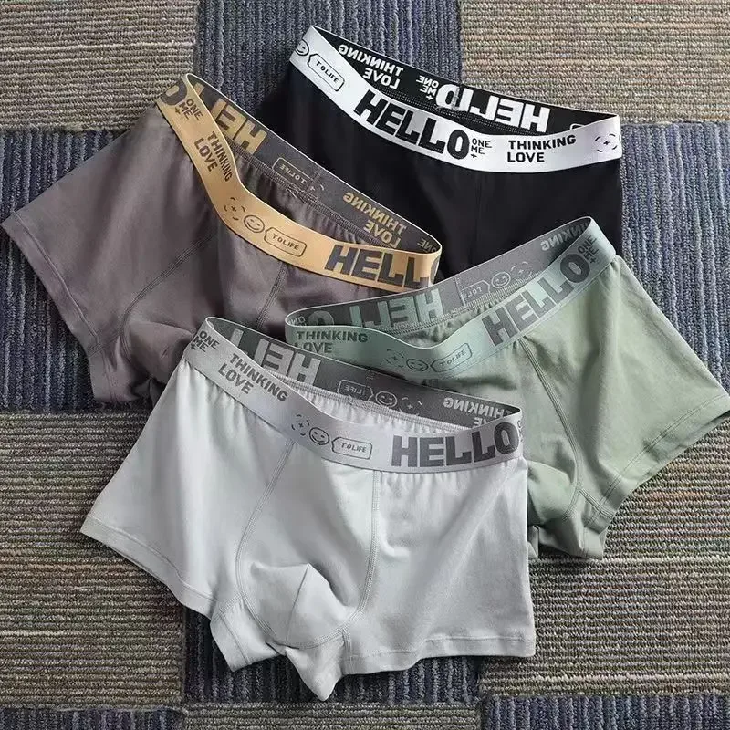 4Pcs/lot Men's Underwear Sexy Boxer Shorts Cotton Panties Man Solid Underpants Male Soft U Convex Lingerie Plus Size L-6XL — image 43
