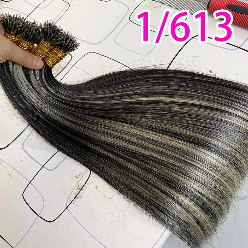 Micro Ring Hair Extension Ombre 100% Virgin Human Hair Extensions Nano Ring Micro Beads Tip Thick Full Head 18"-30"extensiónes — image 6