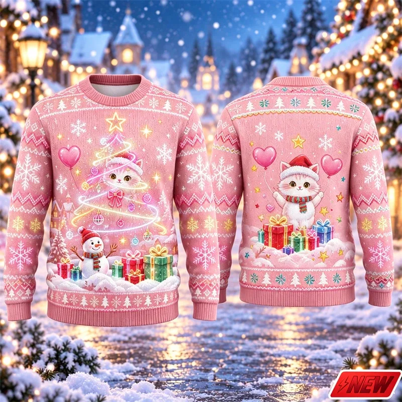 3d Print Christmas Tree Ugly Sweater Men Merry Christmas Trend Crew Neck Sweatshirts Women Neon Snowman Gift Fake Sweater Unisex — image 10
