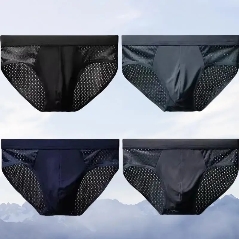 1/4 PCS Men Underwear Male Thin Breathable Triangle Panties for Men's Ice Silk Briefs Mesh Sexy Square Corner Pants for Shorts — image 27