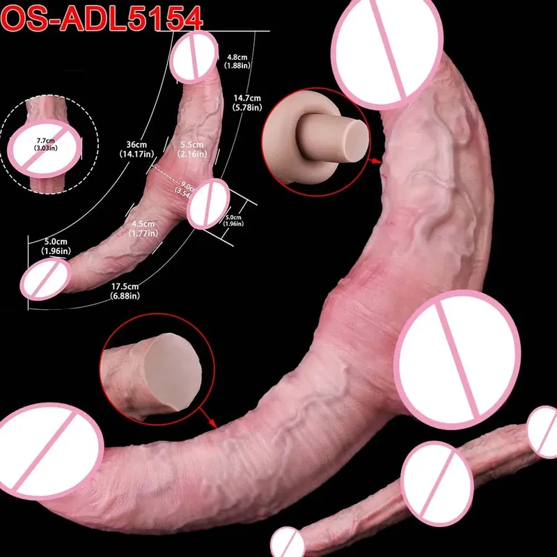 Mainan Seks Stimulator Vagina Anal Kepala Ganda Dildo Panjang Realistis 47Cm dengan Pengisap untuk Pasangan Lesbian Alat Dewasa Pria Gay