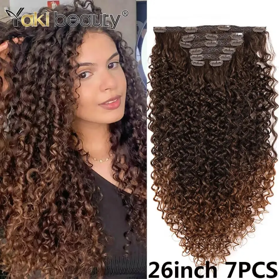 Synthetic Kinky Curly Clip-in Hair Extensions 26'' Super Long Water Wave Clip In Hair 160-200grams 4 Pcs Full Head Hair Pieces — image 14