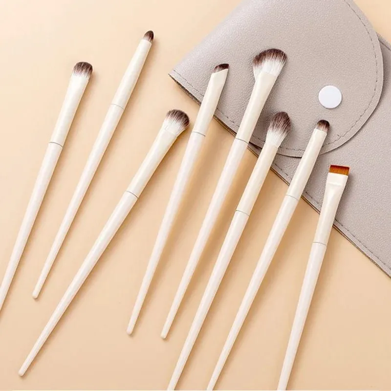 5/6/8/10pcs Natural Eye Makeup Brushes Set Detalye Eyeshadow Brush Makeup Brush White Ultra Soft Eyeshadow Eyeliner Makeup Tool — image 6