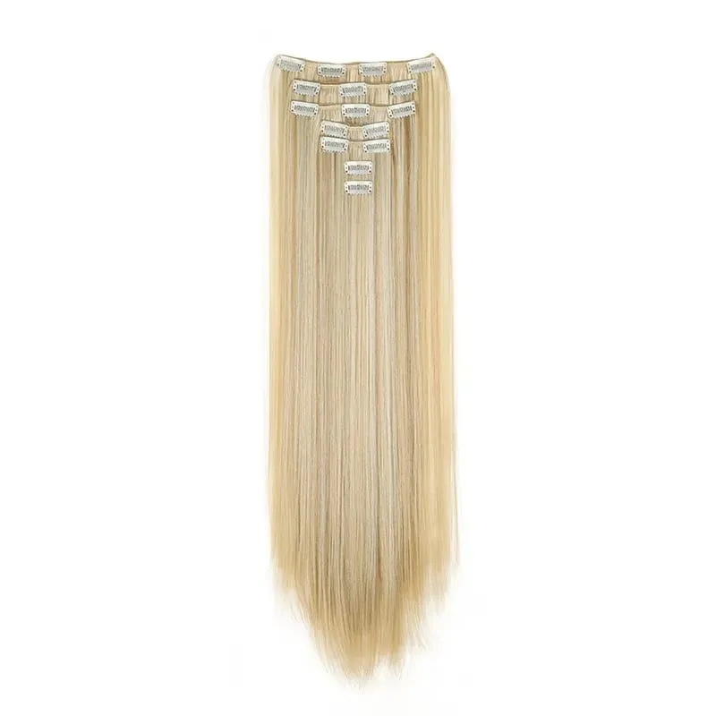 Synthetic 7 Pcs/Set Clip in Hair Extensions Natural Soft Hair Extensions 24 Inch Premium Long Straight Hairpieces for Women — image 11