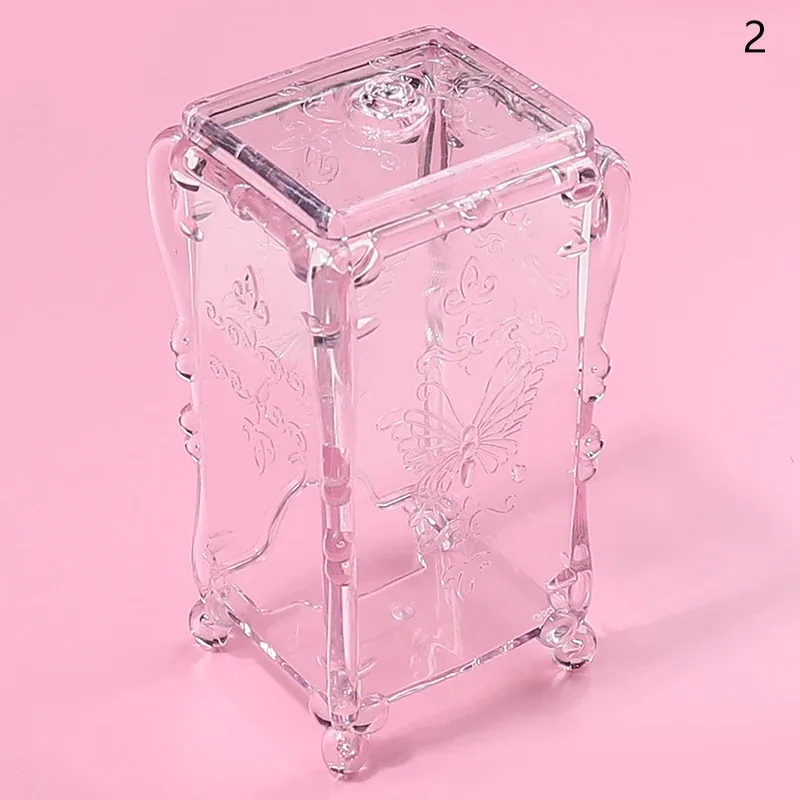 Cotton Pad Nails Storage Box Butterfly Transparent Pink Design Napkins Container Brush Organizer Makeup Case Nail Art Tools — image 8