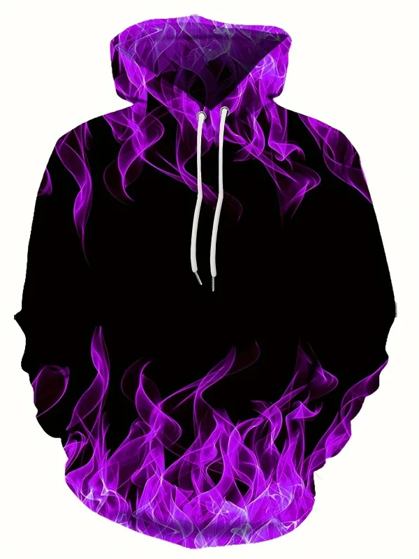 2024 Creative Flame 3D Print hættetrøje Cool hættetrøjer Herre forår Efterår Pullover Hættetrøje Oversized Harajuku Y2k tøj — image 3