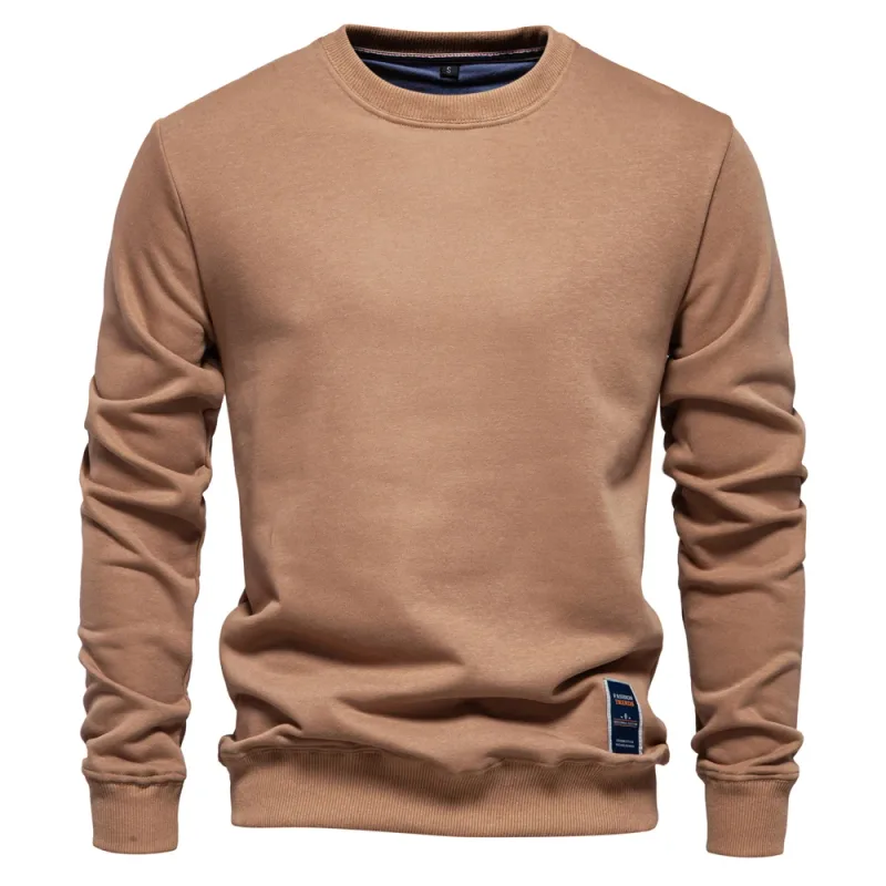 Cotton-blend Mens Crew Neck Solid Color Sweatshirts Pullover Casual Sport Sweatshirt for Men — image 13