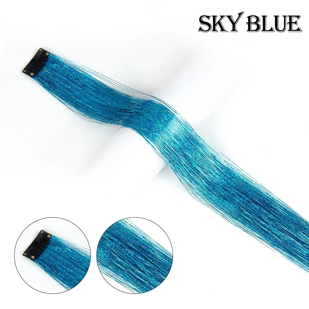 New Hair Tinsel Clip In Extensions Shiny Sparkle Hair Tinsel Glitter Fairy Hair Tinsel Kit Clip In Sparkle Hair Extension 19.5In
