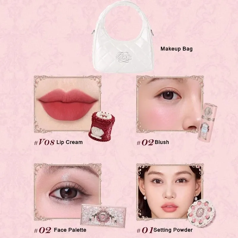 Flower Knows Strawberry Cupid Set trucco professionale per donna Kit completo Confezione regalo Ombretto Crema labbra Blush Set in polvere compatta — image 13