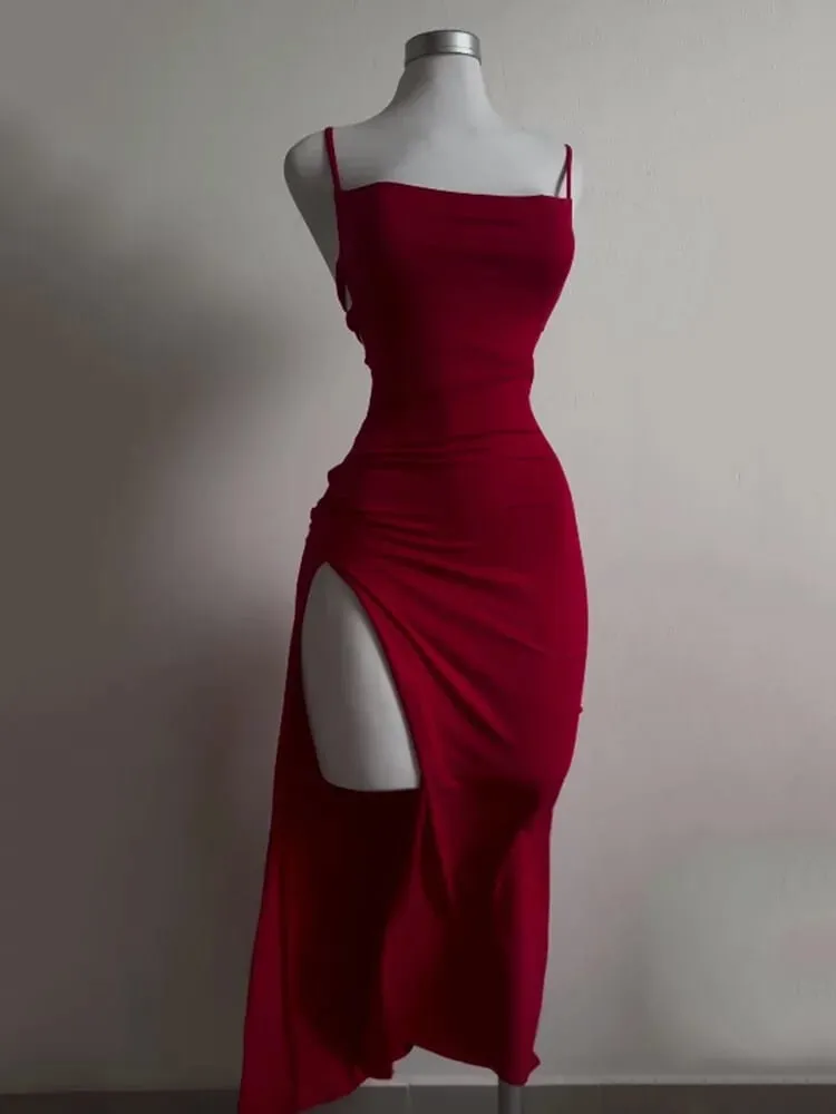 2025 explosive new dress summer high sensibility halter strap Spice Girl bag hip dress — image 2