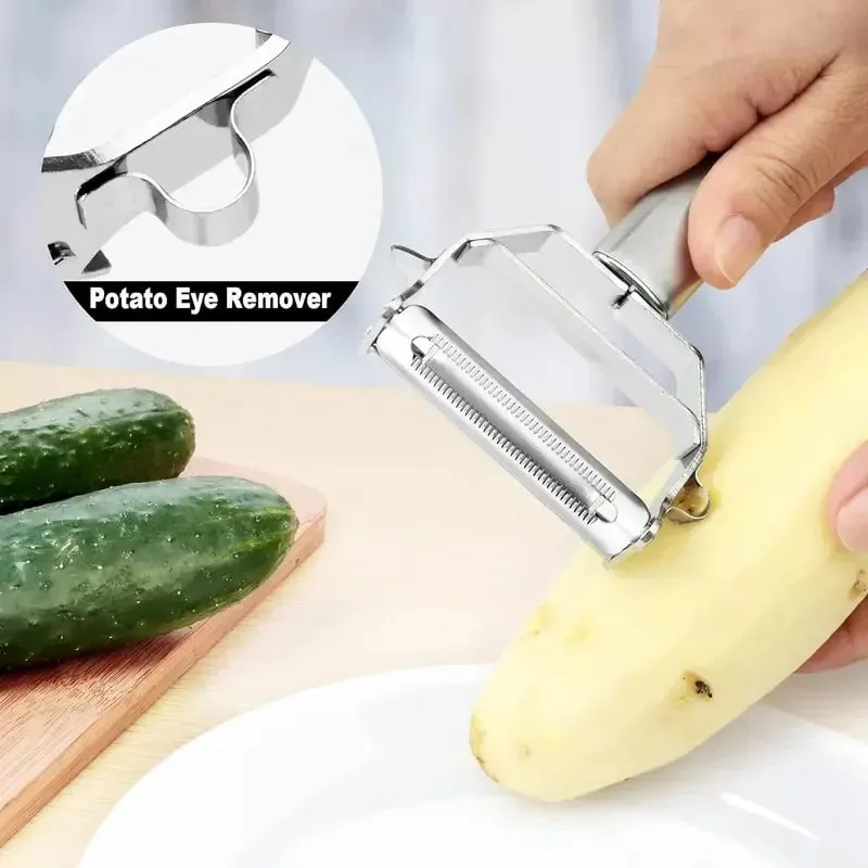 Stainless Steel Vegetable Peeler 4-in-1 Multi-Function Kitchen Tool with Anti-Slip Ergonomic Handle for Potato Carrot Cucumber — image 3