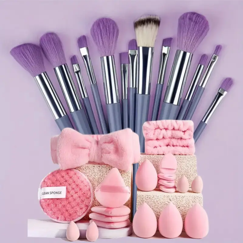 13PCS Makeup Brushes Set Eyeshadow Foundation Highlighter Blush Concealer Female Soft Beauty Tool Puff Beauty Sponges Thumb Puff — image 1
