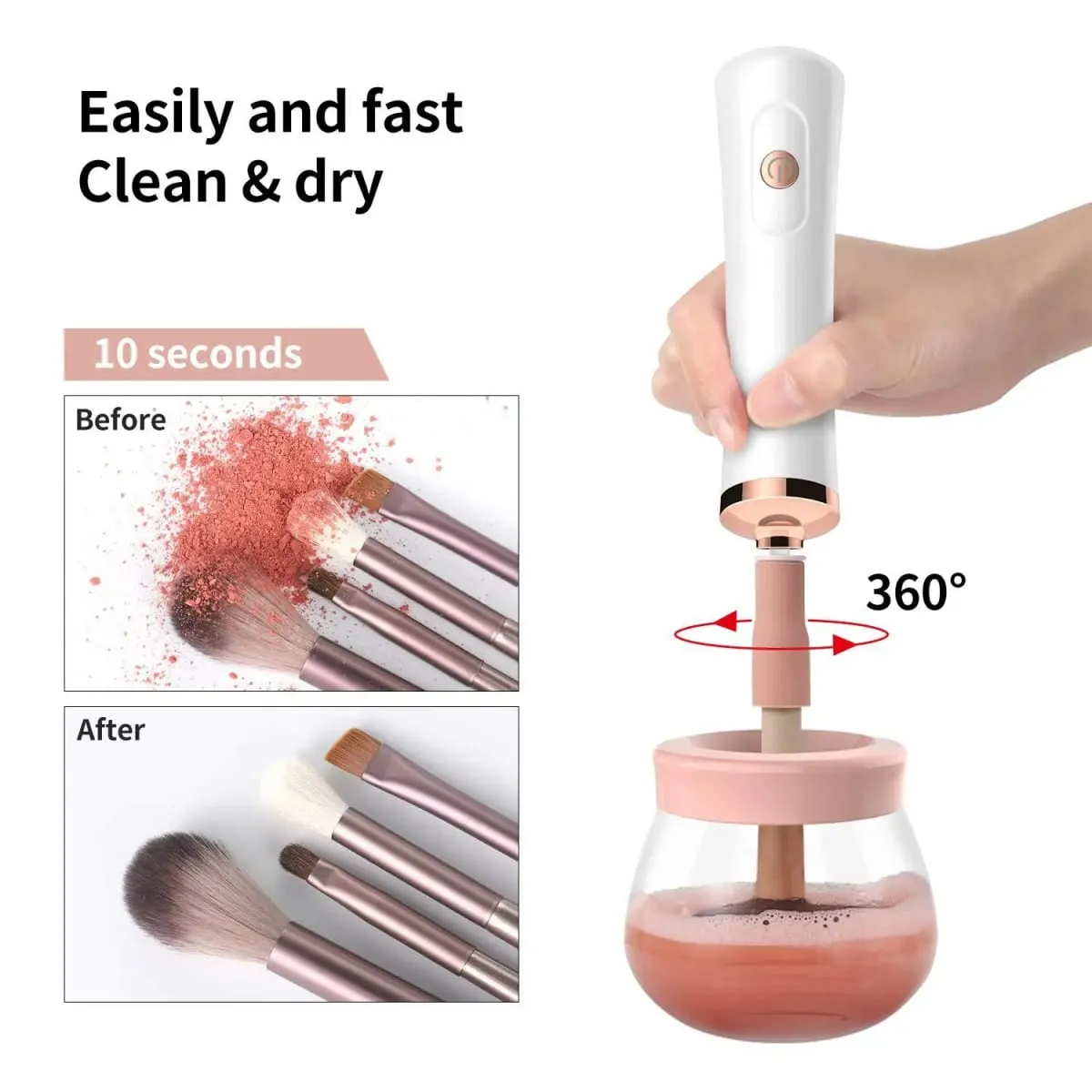 Professional 1PC Black/pink Electric Makeup Brush Cleaner Fast Washing Drying Make up Brushes Cleaning Makeup Brush Tools — image 5