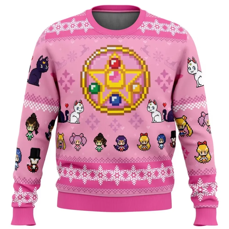Sailor moon natal feio camisola anime 3d moletom topos outono e inverno cosplay papai noel pulôver dos desenhos animados suétere