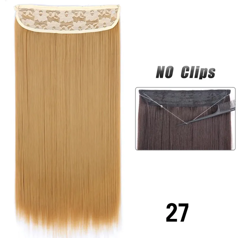 No Clips Hair Extensions Invisible Wire Long Straight Synthetic False Hair Piece 80cm Black Brown Blonde Hairstyle — image 23