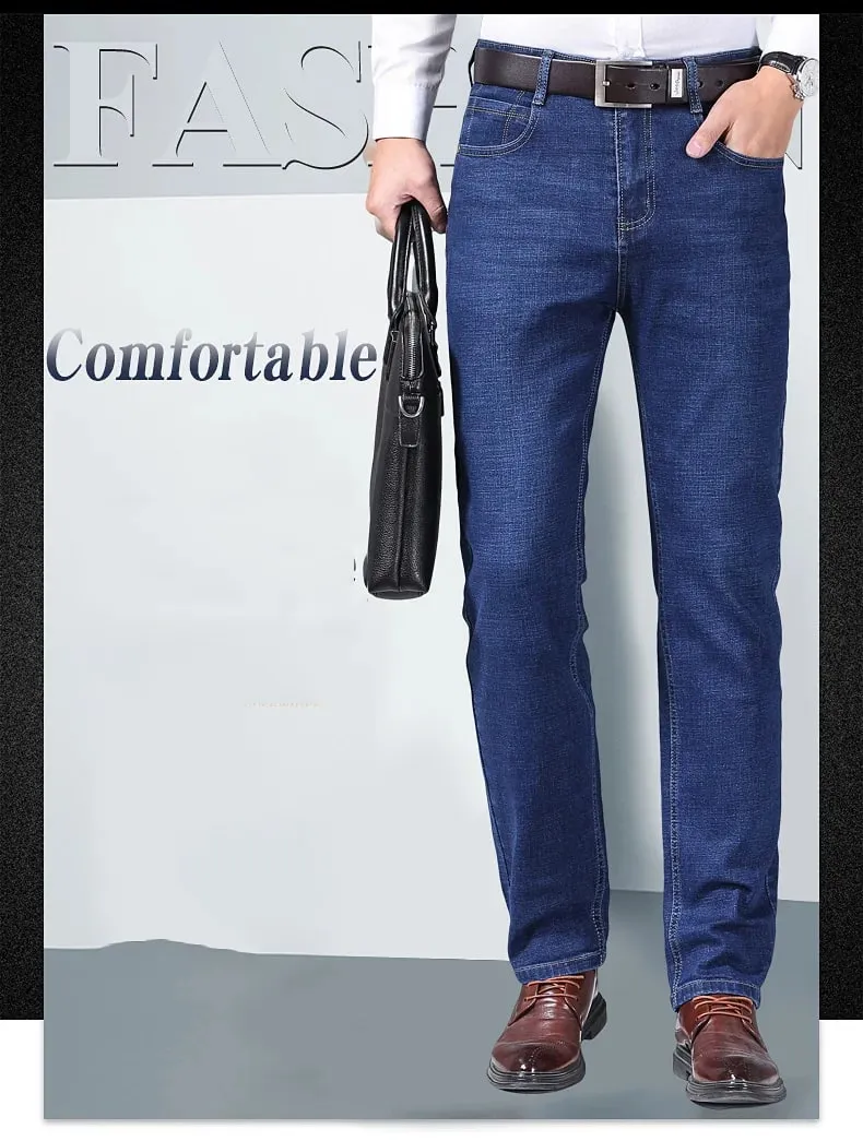 Men Fashion Straight Jeans Men 2024 New Stretch Slim Fit Pants Comfortable Soft Business Denim Trousers Male Brand Clothing — image 9