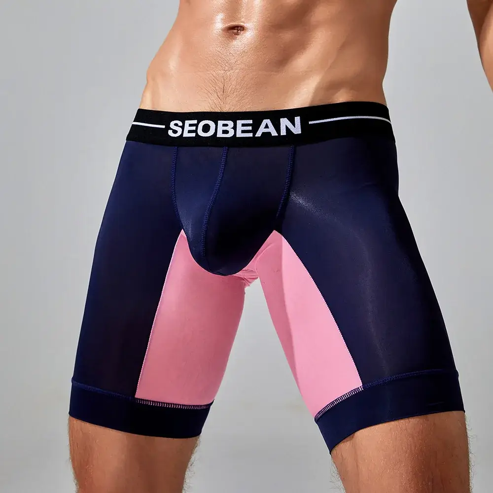 Spring new men's underwear trendy color matching long men's boxer underwear 240201 — image 9