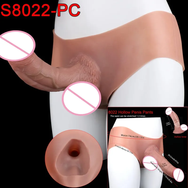Mandlige Strap-On Long Hollow Dildo Ultra Realistic Penis Extend Sleeve Bukser насадка на член Mandlige Cock Cover Sexlegetøj — image 23