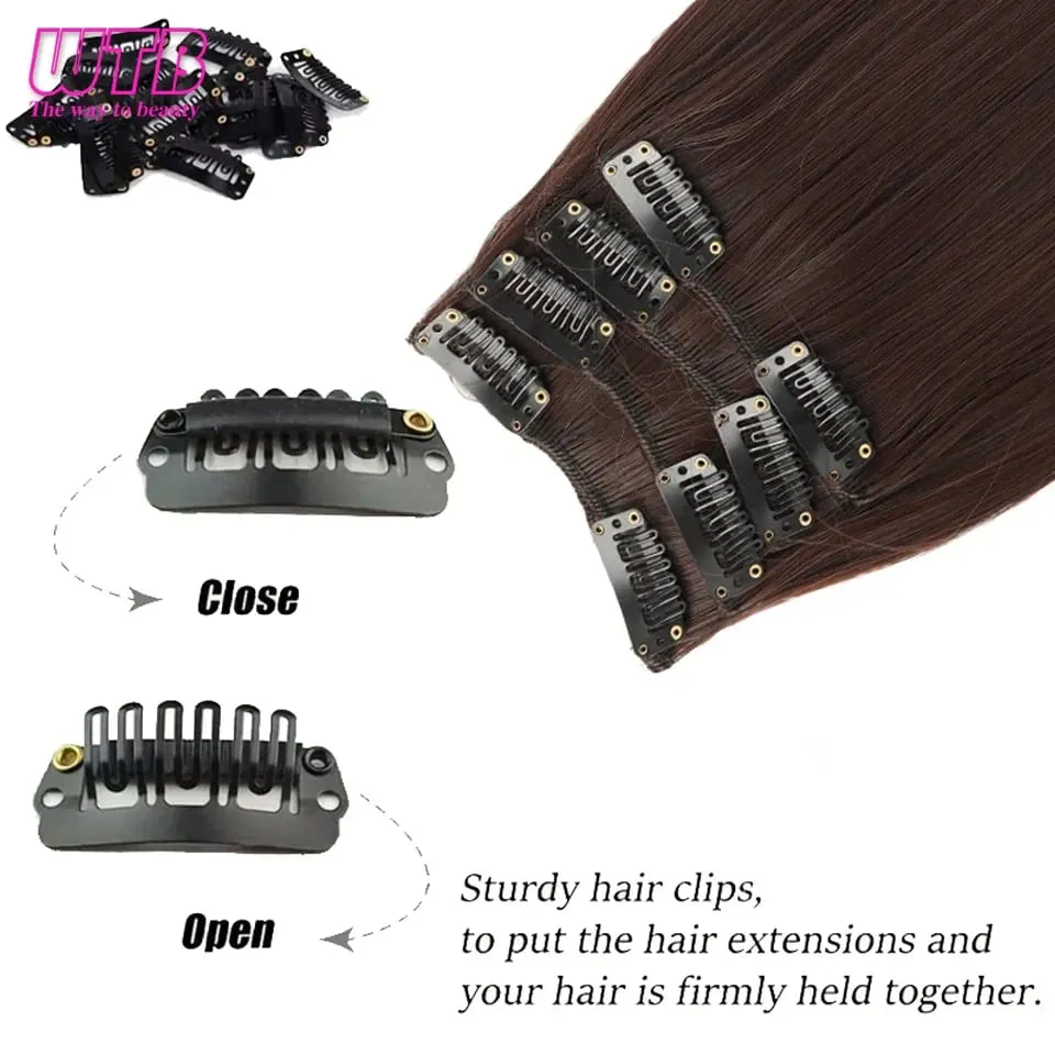 24inch Synthetic Hair Pads Invisible Seamless Clip In Hair Extensions 4 Pieces Set Invisible Straight Hair For Everyday Wear — image 6