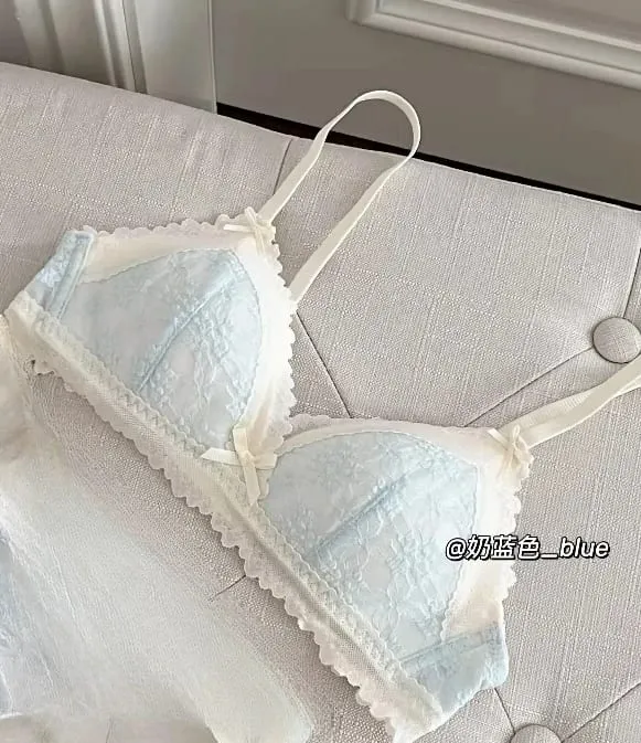 Japanese Style Bralette for Small Breasts Wireless Lace Bra Set Women Sexy French Breathable Comfort Push Up Underwear — image 12