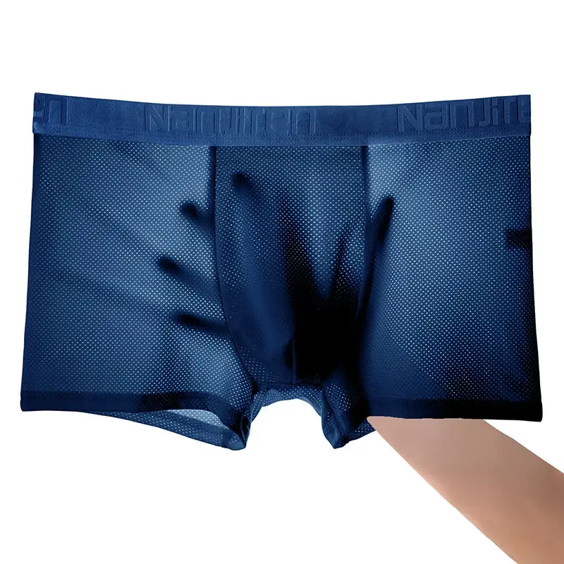 4pcs Ice Silk Mesh Boxer Shorts Men's Underwear Cool Underpant Breathable Sexy Slim Panties Bamboo Lingerie Wholesale Lots L-6XL — image 4