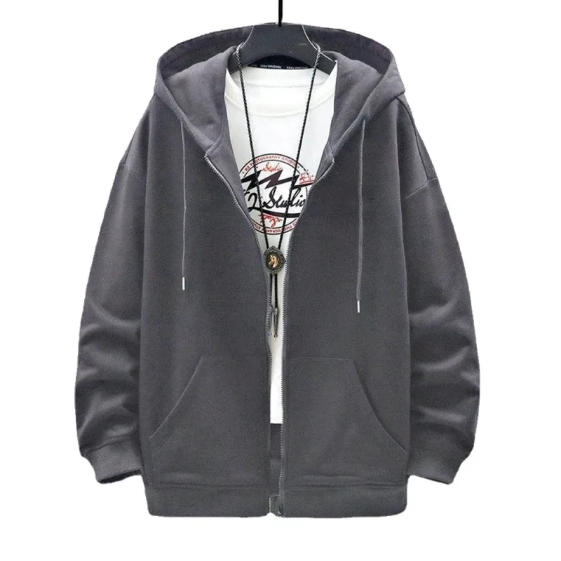 Herren Trendy Hoodie Cardigan Herbst Kapuzenpullover Einfarbig Klassische Jacke Langarm Reißverschluss Mantel Lässige Herrenbekleidung — image 8