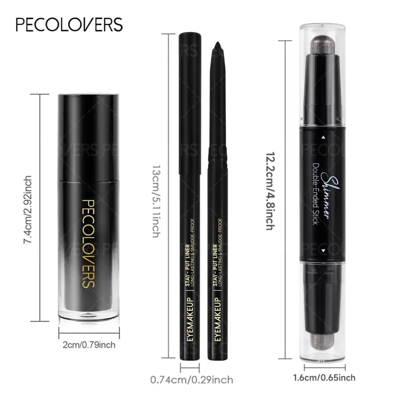 3PCS/SET Matte Lipstick+Black Eyeliner+Shiny Eyeshadow Pen Match to Create a Black Punk Makeup Halloween/Parties Daily Use — image 5