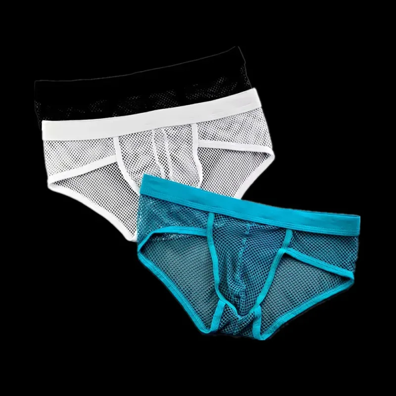 Hollow Out Fishnet Men's U Convex Briefs Breathable Mesh Low Waist Fully Transparent Underwear Perspective Lingerie — image 12