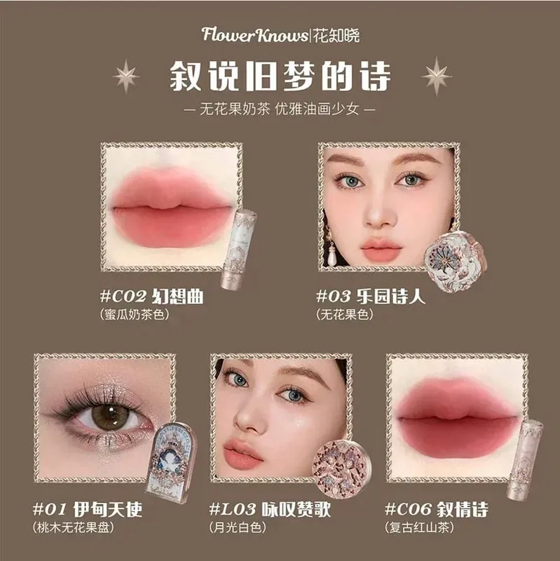 Flower Knows Little Angel Carol Makeup Gift Box Lip Mud Stick Cheek Bluch Cream Eyeshadow Long-lasting Makeup Cosmetics Sets — image 8